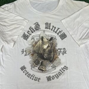 VTG‎ Ecko Unltd. T-Shirt Mens 2XL White Old English Rhino Stained Hip Hop Y2K